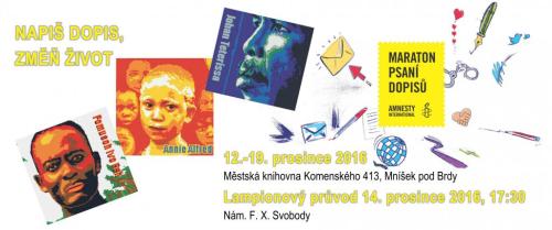 Banner k Maratonu psaní dopisů v Mníšku pod Brdy