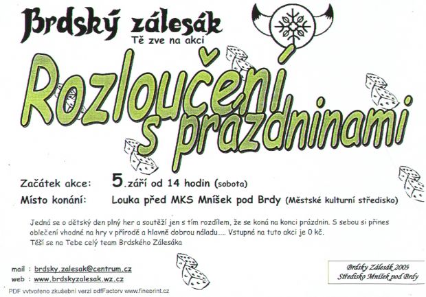 Rozloučení s prázdninami 5. 9. 2009