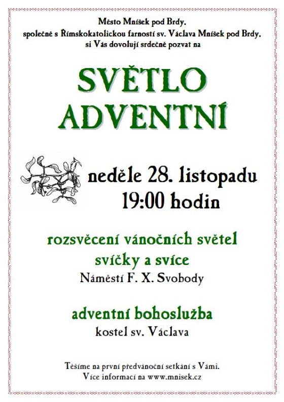 Adventní světlo 2010 pozvání